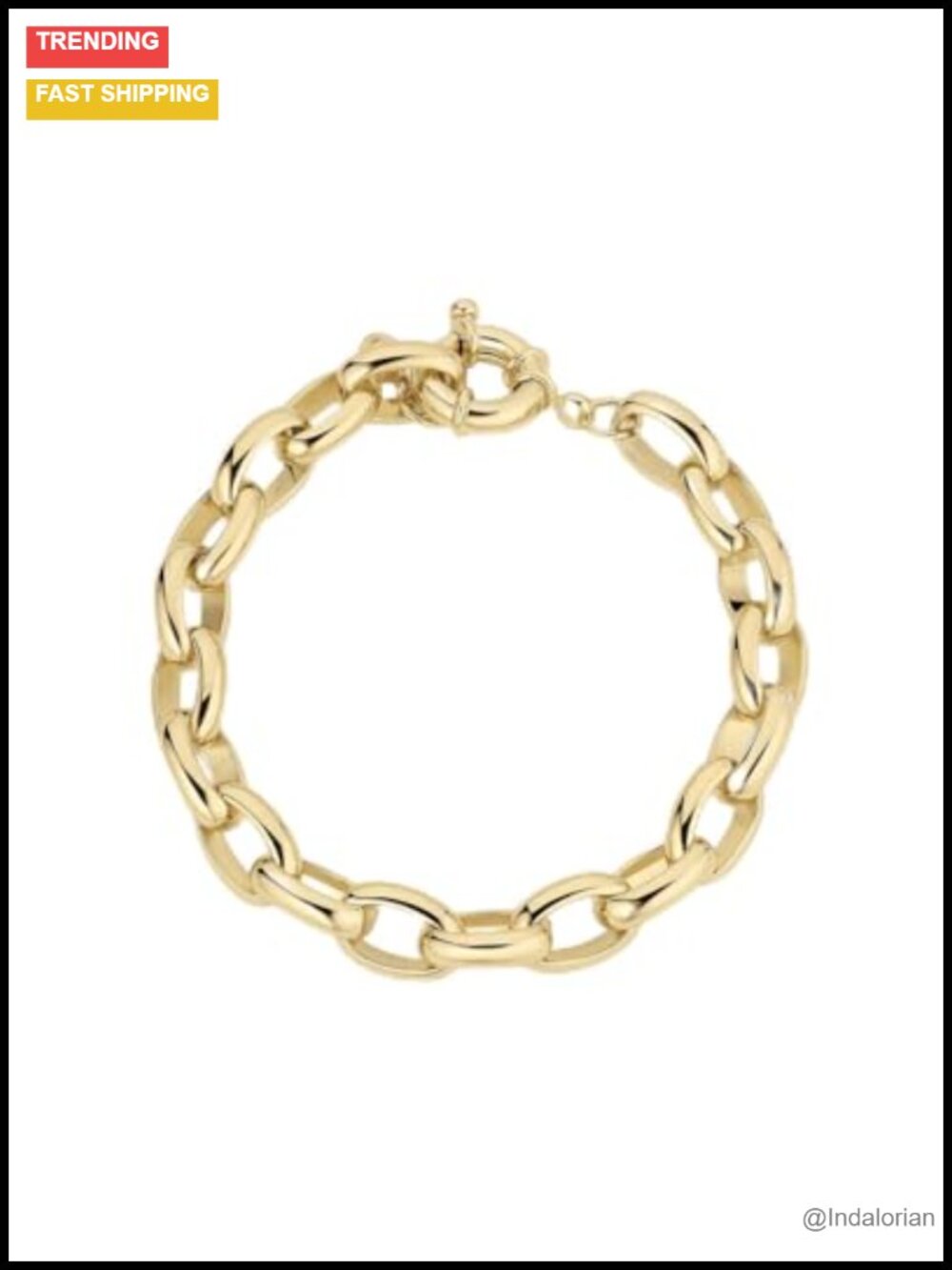 Gold Plated Link Bracelet Statement Spring Ring Closure Gift Box